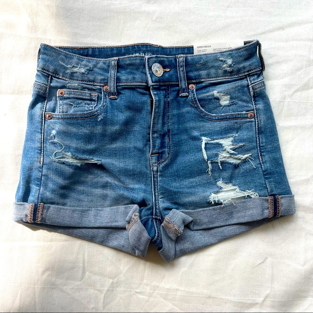 🦅 NWT American Eagle Super Stretch High-Rise Shorty Size 0/25W 🦅